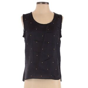 Bellerose silk sleeveless blouse.  Navy with gold polka dot.  Size Small (1)